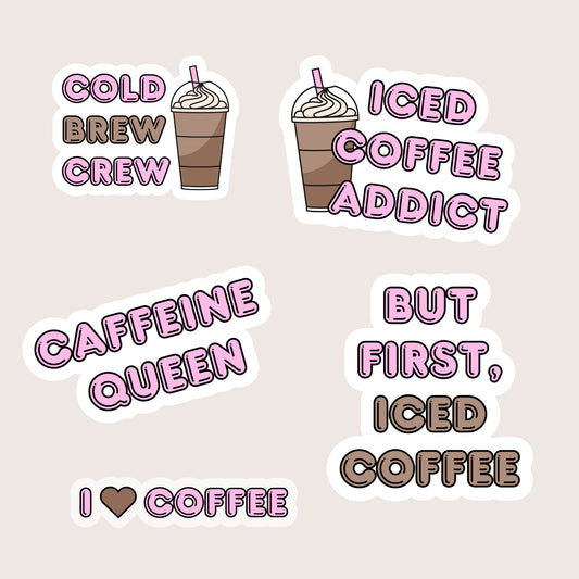 Premium iced coffee sticker bundle