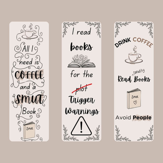 Coffee and smut theme laminated bookmark bundle